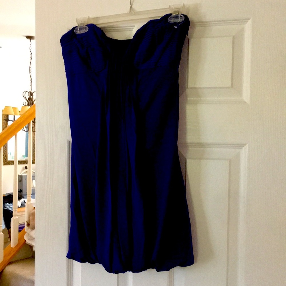 Dark blue strapless mini laundry by shelli segal